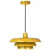 Dyberg Larsen hengelampe Ava, karri-gul, metall, Ø 31 cm