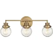 Quintiesse Vegglampe Poppy, messing, bredde 62 cm, 3 lyskilder, IP44