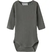 Name it Body I/e - Ull/Silke - Rib - NbmWossa - Gløgg med basili - - 1 år (80) - Langermet Body