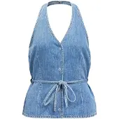 Object Ermeløs Denim Topp