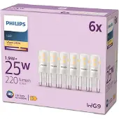 Philips LED-stiftpære med G9-sokkel, 1,9 W, 220 lm, 2700 K, matt, 6 stk.