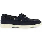BOSS for man. 50563130 Navy Contrast Suede Boat Shoes (42), Flat, Laces, Casual