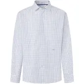Pepe Jeans for man. PM3091470 Blue, white Robert shirt (XL), Casual, Cotton, Long sleeve