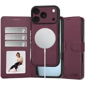 Tech-Protect iPhone 17 Pro/18 Pro 2-i-1 lommeboketui - kompatibel med Magsafe - Burgunderrød
