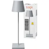 Sigor LED-bordlampe med batteri Nuindie, USB-C, grå, IP54, dimbar
