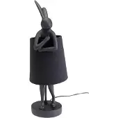 Kare bordlampe Animal Rabbit, tekstil, svart, 50 cm, E14