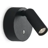 Ideal Lux LED-veggspot med batteri, Bean, svart, bredde 8 cm