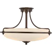 QUOIZEL Taklampe Griffin med avstandsstykke, Ø 53 cm, bronse/opal