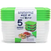 Sistema Oppbevaringsbokser - 5-pack - Nest It - 870 ml - Grønn - - OneSize - Matboks