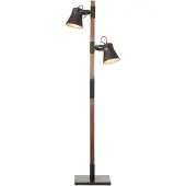 Brilliant Gulvlampe Plow med 2 spoter, svart/mørkt tre