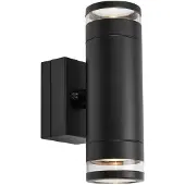 Markslöjd Utendørs LED-vegglampe Luno, svart, 2 lyskilder, IP65, dimbar.