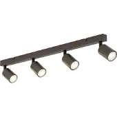 TK Lighting Downlight Top, justerbar, brun, 4 lyskilder, lineær