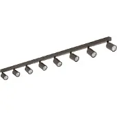 TK Lighting Downlight Top, justerbar, brun, 8 lyskilder, lineær