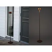 Konstsmide Fin LED-gulvlampe, rustfarget, aluminium, IP54, dimmer, CCT