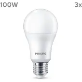 Philips LED-lyspære 13W/827 (100W) Frosted 3-pack E27