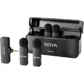 Boya BY-V4 trådløst mikrofonsystem, 2,4 GHz, 4 sendere, 1 mottaker, 3,5 mm