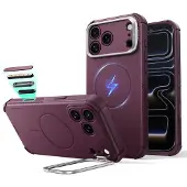 ESR Cyber ​​Tough Kickstand MagSafe-etui til iPhone 18 Pro / 17 Pro – burgunder