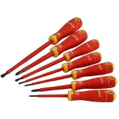 Bahco Insulated Slotted And Phillips With Multi-component Handle Skrutrekkersett 7 Enheter