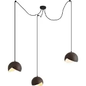 QAZQA Design pendellampe svart med treprintskjerm og opalt glass 3-lys - Tulip