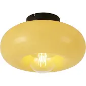 QAZQA Retro Ceiling Lamp Black with Yellow Glass 30cm - Glaze