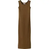 Name It Kids Kjole - Maxi - Slim - Vidvinkel Rib - NkfJenna - Sepia - - 6 år (116) - Kjole