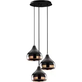 Opviq Hengelampe Yildo 6871 3 lyskilder rondel svart/kobber