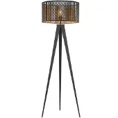 LINDBY gulvlampe Thoralf, stativ, svart, tekstil, Ø50cm