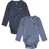 Hummel Body I/e - hmlMini - 2-pack - Ombre Blue/Flint Stone - - 1 år (80) - Langermet Body