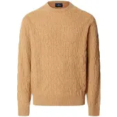 Hackett London for man. HM7000252 Beige Lambswool Cable Crew Sweater (XL), Casual, Classic