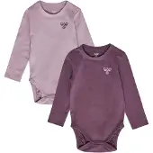 Hummel Body I/e - hmlMini - 2-pack - Black Plum/Sea Tåke - - 2 år (92) - Langermet Body