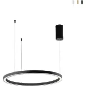 LUCE Design LED-pendellampe Hoop, svart, Ø 80 cm, metall, CCT