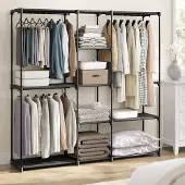 Songmics Frittstående Garderobe med 11 Hyller og 3 Klesstativ – Robust Stålkonstruksjon 130 kg Kapasitet