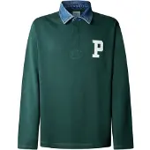Pepe Jeans for man. PM5400206 Green Marley polo shirt (L), Casual, Cotton, Long sleeve