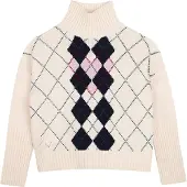 Zadig & Voltaire Genser - Ull/Polamid - Off White m. Rute - - 14 år (164) - Genser