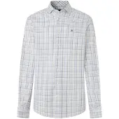 Hackett for man. HM3010876 Blue Three Col Tattersall shirt (M), White, Casual, Cotton, Classic, Long sleeve