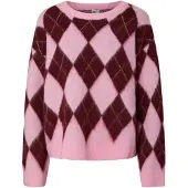 Pieces Pcalva Loose Rutete Strikket Pullover