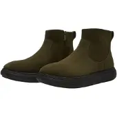 FitFlop for woman. E35-B77 Iq-Comff Leather Ankle Boots with Olive Green Zipper (41), Flat, Casual