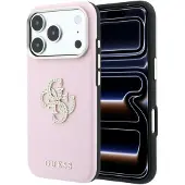 GUESS Smooth & Big Strass Logo-etui til iPhone 18 Pro / 17 Pro – Rosa