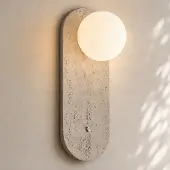 LINDBY vegglampe Lumille, 33 cm, beige/hvit, glass, G9
