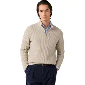 Hackett for man. HM7000282 Highland Stitch Hzip beige zip-up sweater (S), Casual, Wool, Classic, Long sleeve