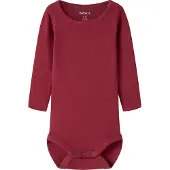 Name it Body I/e - Rib - NBNKAB - Rød Dahlia - - 74 - Langermet Body