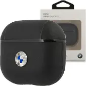BMW Etui i ekte lær med sølvfarget logo for AirPods 3 - svart
