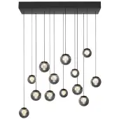 Pure LED-hengelampe Popup, grå/røykgrå, 100 cm, 13-lampe