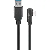 Goobay USB-A <-> USB-C - 90° - 2m - USB 3.2 Gen 1 - Svart
