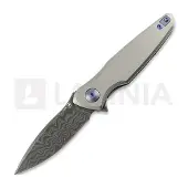 Spartan Blades Pandia Damascus foldekniv, Satin/Blasted Titanium & Blue HW