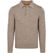 Suitable Button Longue elange Poloshirt Beige Størrelse