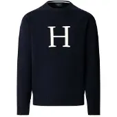 Hackett for man. HM7000266 Navy Blue Icon Kt Crew Sweater (L), Casual, Wool, Classic