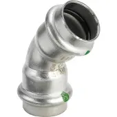 Viega Inox bøjning 45 grader 54 mm Inox, rustfri stål muffe/muffe, SC-Contur