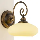 Jupiter Vegglampe Bolero, svart-gull, kremfarget, stål, glass, E27