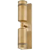 HINKLEY Utendørs vegglampe Pratt, antikkmessing, 48 cm, 2 lyskilder, IP44, GU10-LED